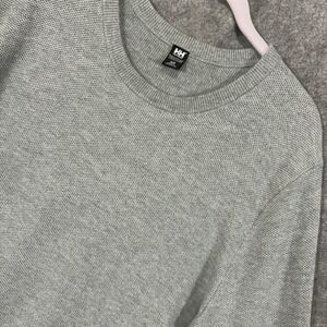Helly Hansen Skagen Sweater Mens Sz L Gray Cotton Knit Casual Athleisure